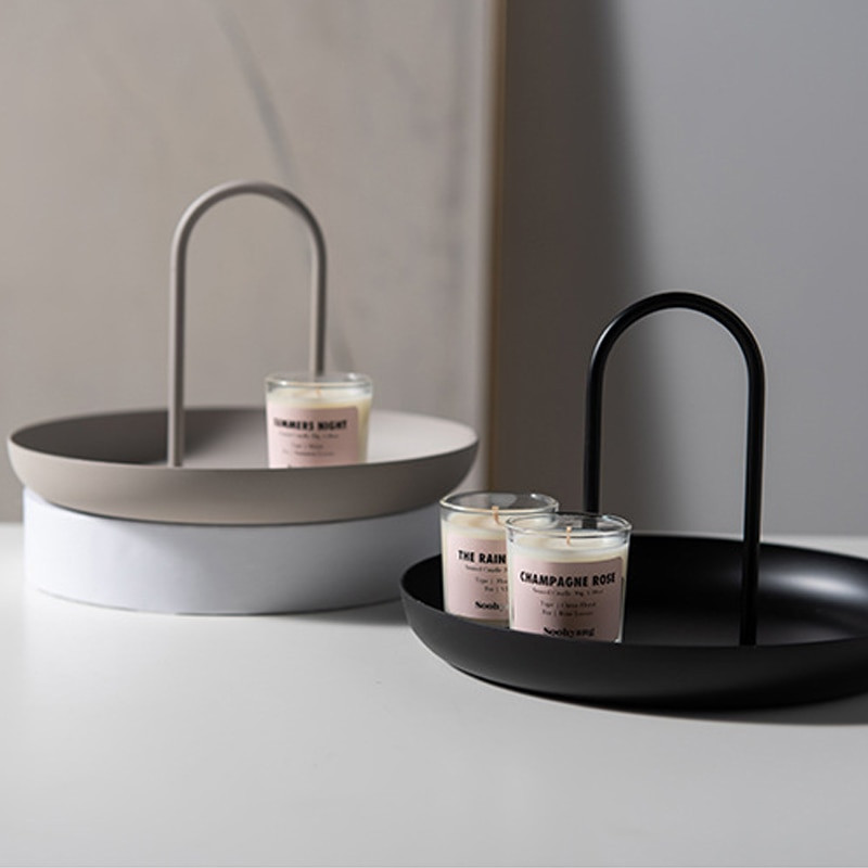 Nordijski pladanj Okrugli metalni prijenosni pladanj s ručkom za razne stvari i male predmete Stolni dekor za dom za ogrlicu Skladištenje nakita