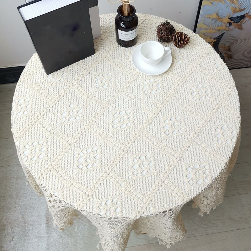 Tuščiaviduris stalo užvalkalas Medvilninė nėrinių staltiesė stalui Klasikinė elegancija valgomasis mantelis namų vestuvių vakarėlis dekoratyvinis keturi dydžiai