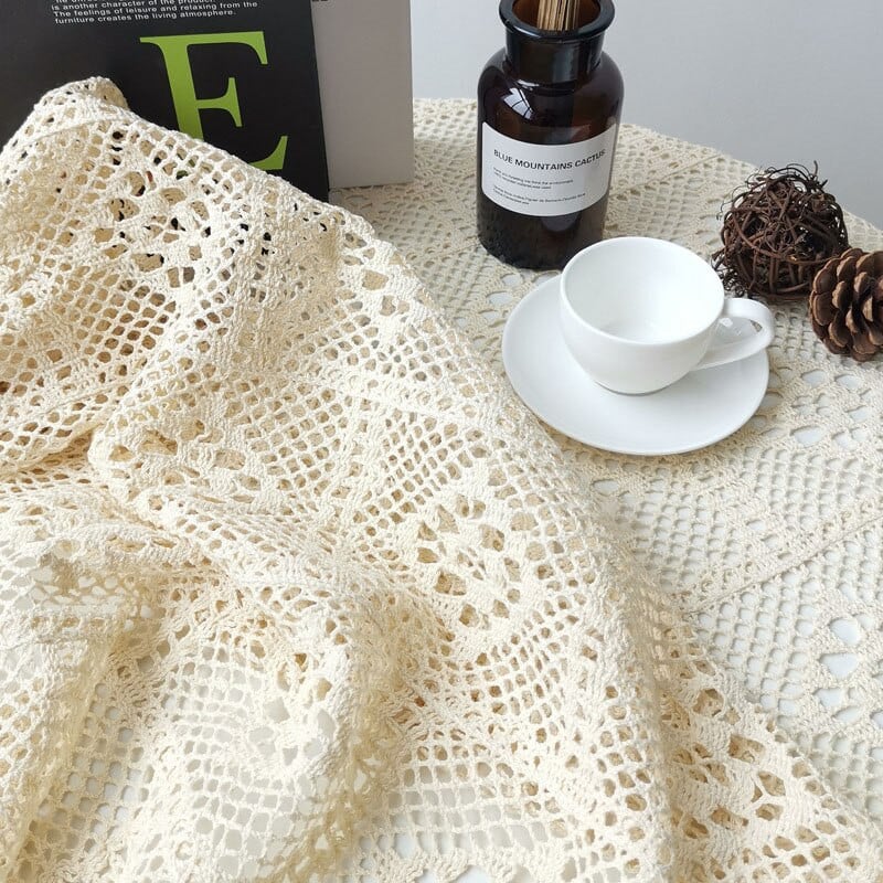 Tuščiaviduris stalo užvalkalas Medvilninė nėrinių staltiesė stalui Klasikinė elegancija valgomasis mantelis namų vestuvių vakarėlis dekoratyvinis keturi dydžiai