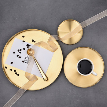 Δίσκος αποθήκευσης κουζίνας από ανοξείδωτο ατσάλι Διακοσμητικοί δίσκοι Organizer Κοσμήματα Επίδειξη Πιάτο στρογγυλό σχήμα Χρυσός δίσκος αποθήκευσης κουζίνας