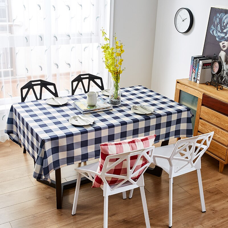 Kockovaný obrus Moderný obdĺžnikový obrus Modrý a biely obrus Domáca kuchynská dekorácia na párty Rímsa Mesa Bytové dekorácie