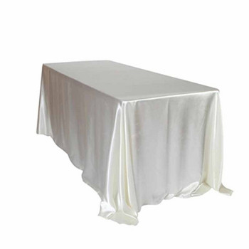 228x335cm/145x320cm Бяла/Черна правоъгълна сатенена покривка с двойно зашити ръбове Покривка за маса за сватбена коледна украса