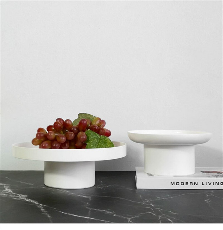 Apvalus juodas baltas dekoratyvinis padėklas laikymo organizatorius ABS padėklas vaisių kvepalų kosmetikos padėklas namų dekoro lėkštės Paprasta laikymo lėkštė