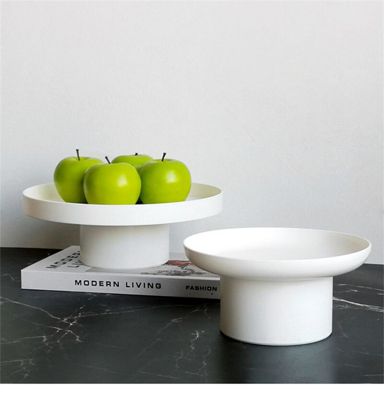 Apvalus juodas baltas dekoratyvinis padėklas laikymo organizatorius ABS padėklas vaisių kvepalų kosmetikos padėklas namų dekoro lėkštės Paprasta laikymo lėkštė