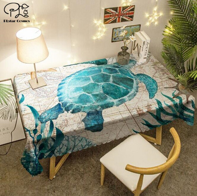 Morska kornjača, morski konjić, hobotnica, dupin, stolnjak, 3D tiskani kvadratni/pravokutni navlaka za stol otporna na prašinu, zabava, kućni dekor, TV presvlake