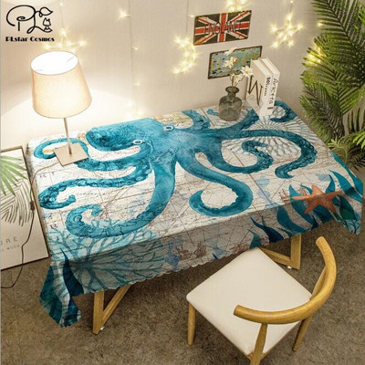 Morska kornjača, morski konjić, hobotnica, dupin, stolnjak, 3D tiskani kvadratni/pravokutni navlaka za stol otporna na prašinu, zabava, kućni dekor, TV presvlake