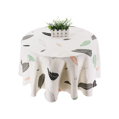 150 cm Staltiesė Medvilninė lininė apvali staltiesė Valgomojo stalo viršelis Nordic Printed Home Decor Baltas Žalias Apvalkalas nuo dulkių virtuvei