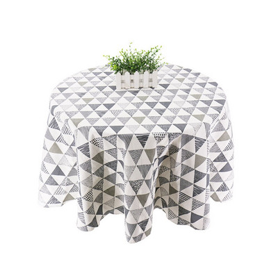 150 cm Staltiesė Medvilninė lininė apvali staltiesė Valgomojo stalo viršelis Nordic Printed Home Decor Baltas Žalias Apvalkalas nuo dulkių virtuvei