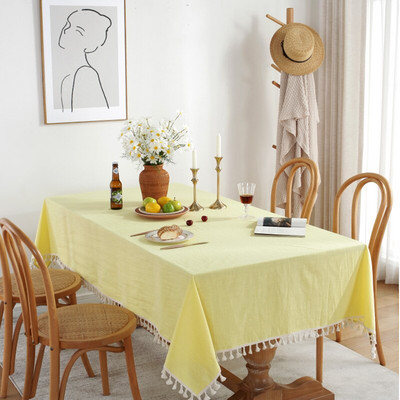 Fețe de masă dreptunghiulare din bumbac, pânză de masă, elegantă, pătrată, cu ciucuri pe decor pentru măsuța de cafea