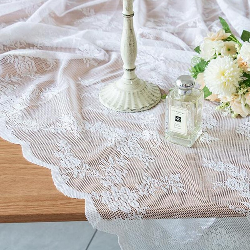 Τραπεζομάντιλο δαντέλας Ρετρό Διχτυωτό Τραπεζομάντιλο Λευκό Ορθογώνιο Κάλυμμα Τραπεζιού Διακόσμηση Γάμου Ύφασμα για πικνίκ Πανί φόντου