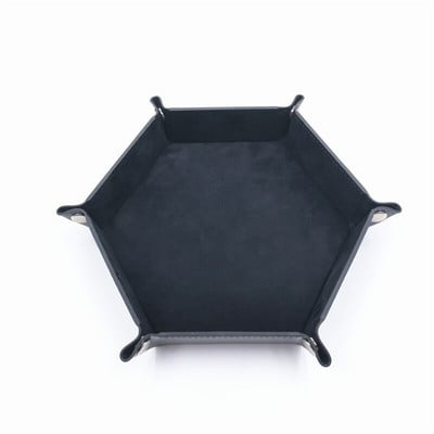 Skladací šesťuholníkový zásobník na kocky z PU kože, skladací box na stolové hry, úložný box na drobnosti, domáci úložný box 17,5 cm