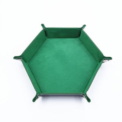 Skladací šesťuholníkový zásobník na kocky z PU kože, skladací box na stolové hry, úložný box na drobnosti, domáci úložný box 17,5 cm