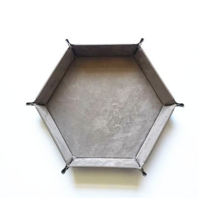 Skladací šesťuholníkový zásobník na kocky z PU kože, skladací box na stolové hry, úložný box na drobnosti, domáci úložný box 17,5 cm