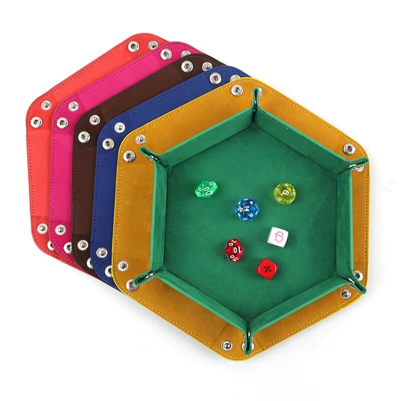 Skladací šesťuholníkový zásobník na kocky z PU kože, skladací box na stolové hry, úložný box na drobnosti, domáci úložný box 17,5 cm