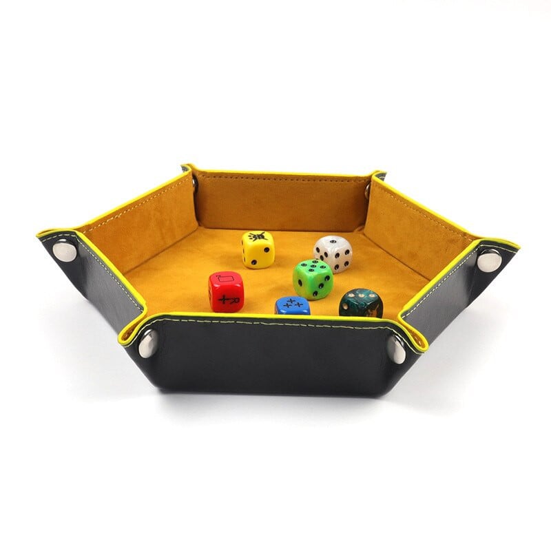 Skladací šesťuholníkový zásobník na kocky z PU kože, skladací box na stolové hry, úložný box na drobnosti, domáci úložný box 17,5 cm