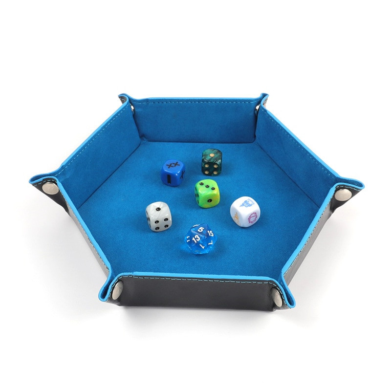 Skladací šesťuholníkový zásobník na kocky z PU kože, skladací box na stolové hry, úložný box na drobnosti, domáci úložný box 17,5 cm