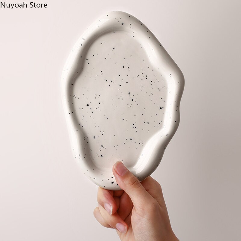 Moderni keramički posrebreni tanjur Dekoracija stola Kreativna umjetnost Ink Dot Pladanj za odlaganje Kuhinjski tanjur za dnevni boravak Dekorativni tanjur