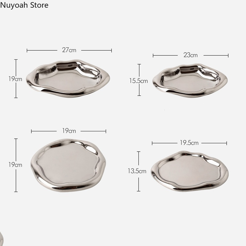 Moderni keramički posrebreni tanjur Dekoracija stola Kreativna umjetnost Ink Dot Pladanj za odlaganje Kuhinjski tanjur za dnevni boravak Dekorativni tanjur