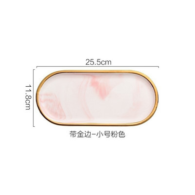 Pozlaćeni mramorni pladanj za pohranu, keramički europski tanjuri za punjenje, hrana, voće, desert, ovalno jelo, pladanj za nakit, ukrasni pladanj