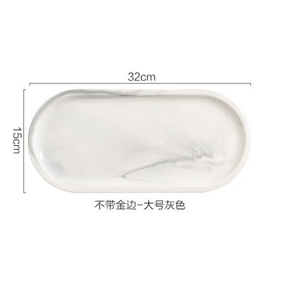 Pozlaćeni mramorni pladanj za pohranu, keramički europski tanjuri za punjenje, hrana, voće, desert, ovalno jelo, pladanj za nakit, ukrasni pladanj