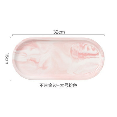 Pozlaćeni mramorni pladanj za pohranu, keramički europski tanjuri za punjenje, hrana, voće, desert, ovalno jelo, pladanj za nakit, ukrasni pladanj