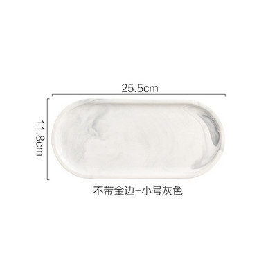 Pozlaćeni mramorni pladanj za pohranu, keramički europski tanjuri za punjenje, hrana, voće, desert, ovalno jelo, pladanj za nakit, ukrasni pladanj