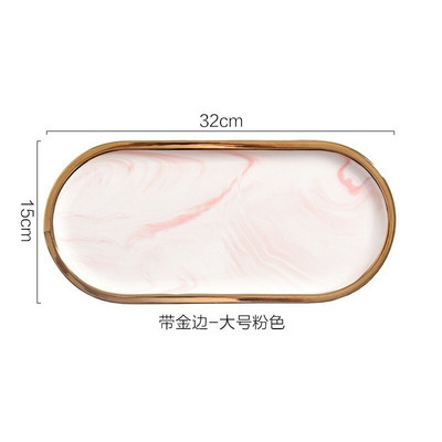 Pozlaćeni mramorni pladanj za pohranu, keramički europski tanjuri za punjenje, hrana, voće, desert, ovalno jelo, pladanj za nakit, ukrasni pladanj
