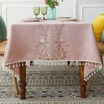 Battilo Lininiai stačiakampiai staltiesės baltos storos siuvinėjimo kavos staliukai vandeniui atspari staltiesė valgomojo stalams Kambario dekoras