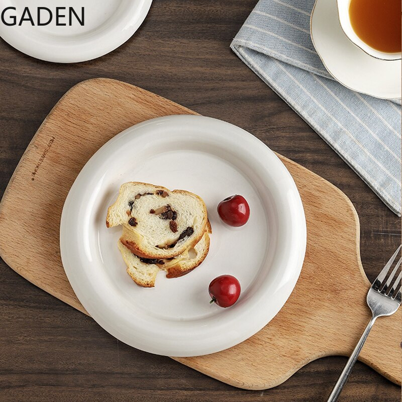 Bijeli keramički tanjur Home Western Food Okrugli tanjur Kreativni odrezak Nordijsko posuđe Slatko glavno jelo Kuhinjski pribor