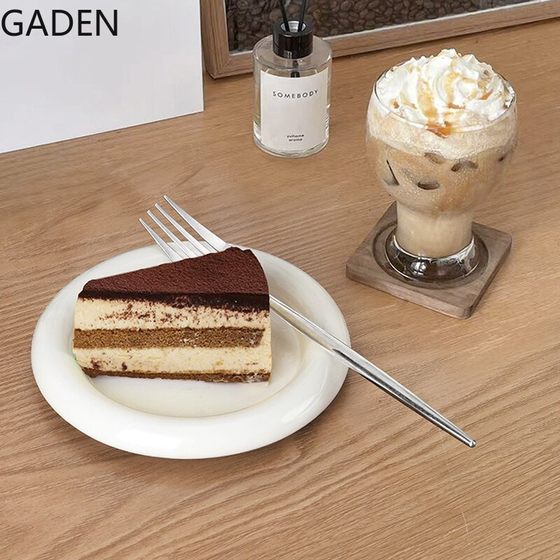 Bijeli keramički tanjur Home Western Food Okrugli tanjur Kreativni odrezak Nordijsko posuđe Slatko glavno jelo Kuhinjski pribor