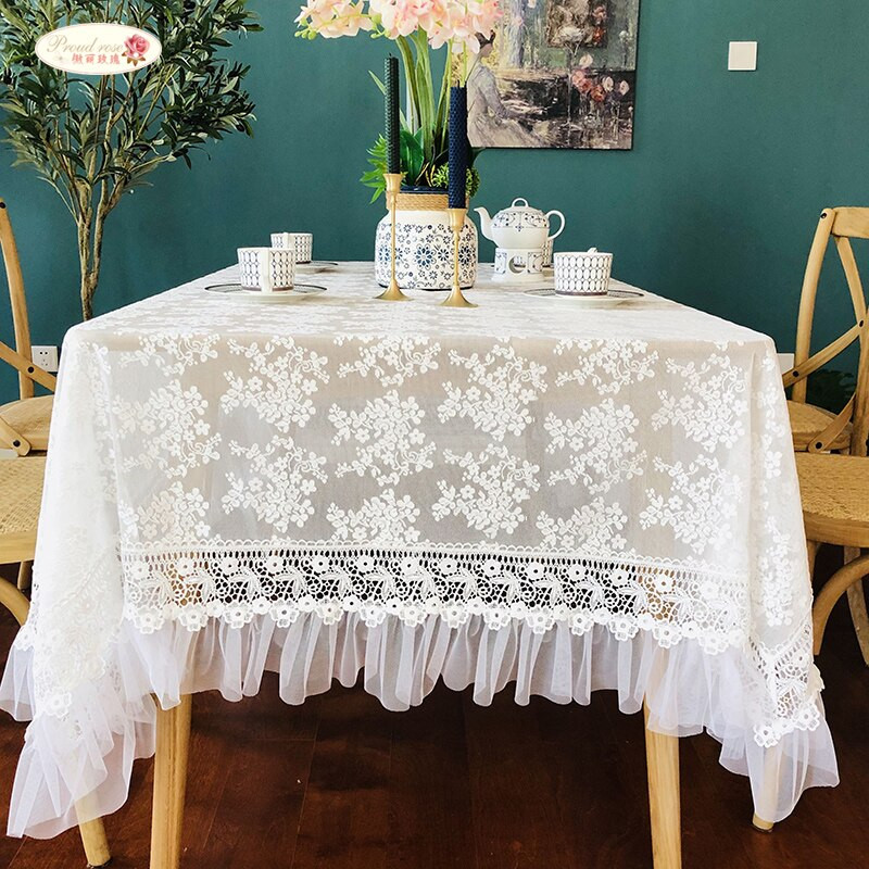 Fețe de masă din dantelă cu trandafir mândru Fețe de masă rotunde prințesă Accesorii pentru decorarea nunții Husă de masă brodata Acasă TV Prosop