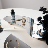 Oglindă neregulată din acrilic Tavă pentru bijuterii Ornamente mici Cercei de susținere inferioară Suport de prezentare Tavă de depozitare Decorare