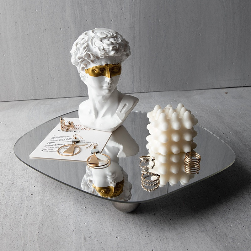 Oglindă neregulată din acrilic Tavă pentru bijuterii Ornamente mici Cercei de susținere inferioară Suport de prezentare Tavă de depozitare Decorare