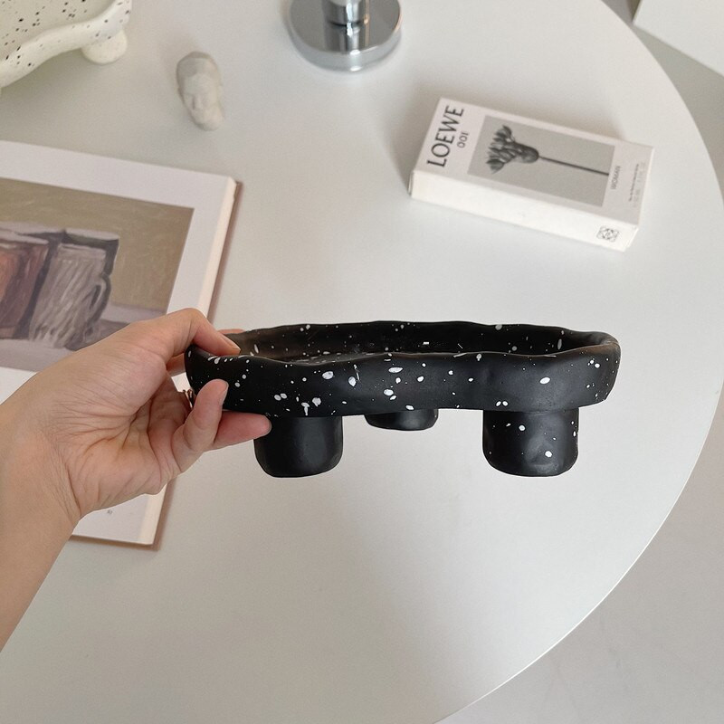 Cutelife INS Ink Dots Nepravidelný živicový úložný tácok na čaj, tortu, šperky, konferenčný stolík, bytové dekorácie, kuchynské doplnky, tácky