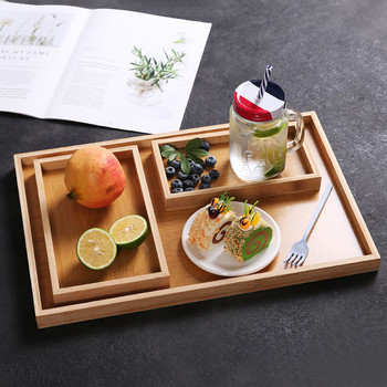 Ξύλινος δίσκος σερβιρίσματος μπαμπού Δίσκος για φλιτζάνι τσαγιού Δίσκοι πιατάκι με φρούτα Πιάτο αποθήκευσης Πιάτο παλέτας Διακόσμηση Ιαπωνικό Ορθογώνιο πιάτο τροφίμων