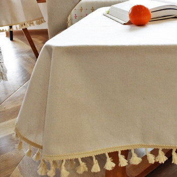 Скандинавска минималистична бяла покривка с дантелен подгъв Удебелена памучна ленена карта за калъфка за бюро Висулка Чаена маса Подложка Кърпа за хранене