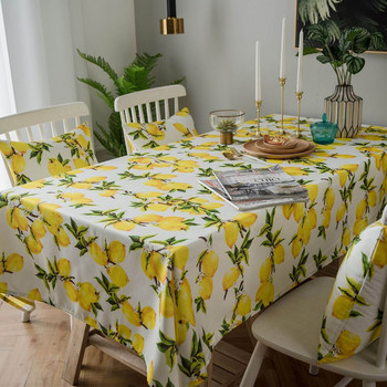 Покривка с щампа с жълт лимон Правоъгълна квадратна декоративна покривка за маса за маса за домашна кухня Водоустойчив протектор за камина Mesa