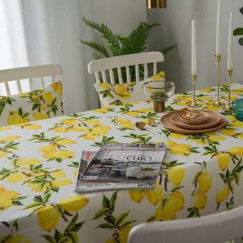 Покривка с щампа с жълт лимон Правоъгълна квадратна декоративна покривка за маса за маса за домашна кухня Водоустойчив протектор за камина Mesa
