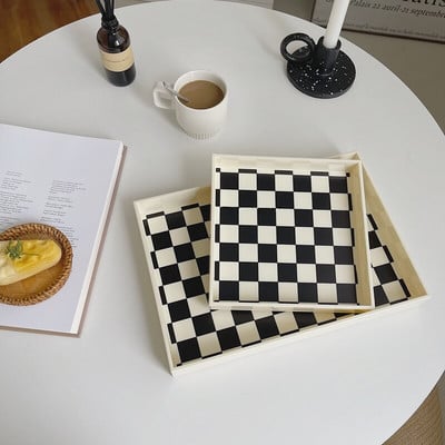 Cutelife Nordic Square rácsos akril tárolótálca Gyümölcs Étel Torta Konyhai Tálca Fürdőszoba Ékszer Otthoni dekorációs rendszerező tálca