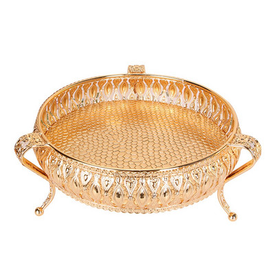 Bomboane pentru petrecere de nuntă Afișare bijuterii Acasă Farfurie de aur Nuci metalice Desert Fructe Masă decorativă Tavă de depozitare Sufragerie Tort