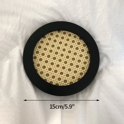 Tkaný dekoratívny podnos z severského ratanu, drevené fotorekvizity, ručne vyrobené retro obdĺžnikové podnosy s geometrickým ornamentom, úložný podnos na kľúče