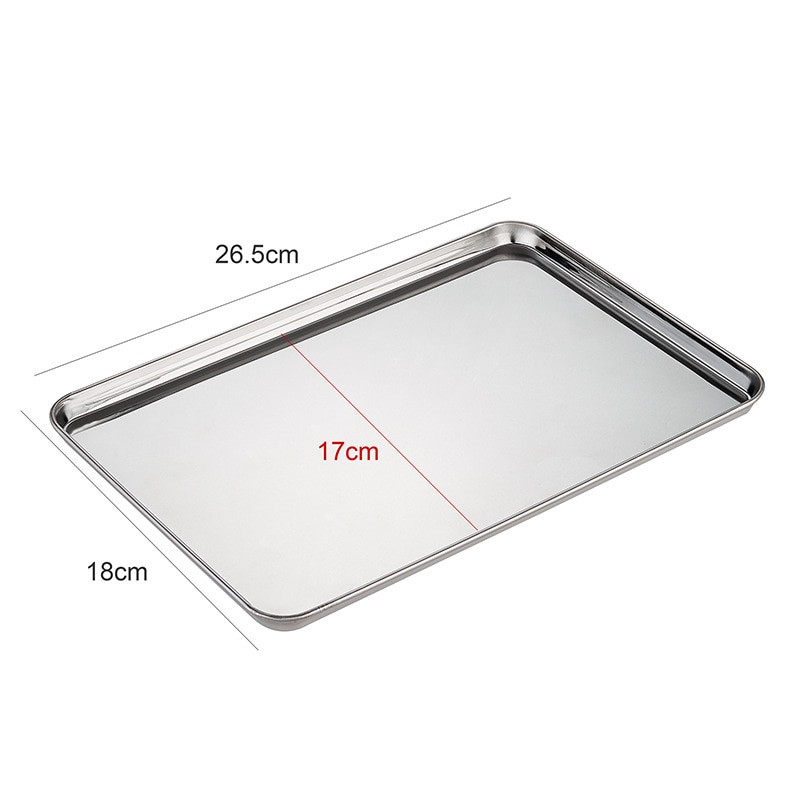 26,5 * 18 cm kuchynský úložný tanier z nehrdzavejúcej ocele s plochým dnom, štvorcový tanier, domáca kuchyňa, tanier na sushi s ovocím, hotelový chlieb, dezertný tácok