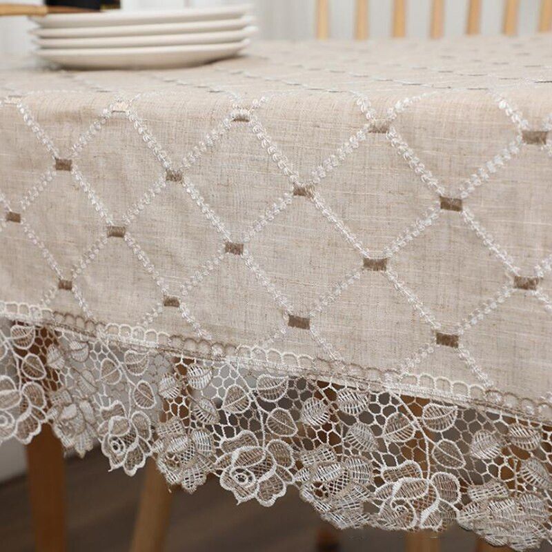 Modern egyszerű kockás terítő pasztorális pamut vászon étkezőasztal asztalterítő csipke porálló huzat törölköző teásterítő asztali futó