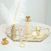 Placă de afișare pentru bijuterii din sticlă metalică europeană Tavă geometrică Oglindă Bijuterii din aur roz pentru depozitare Raft de decorare a vaselor