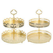 Стелаж за съхранение Ютия 2 слоя сладкиши Плодова торта Парфюм Органайзер за бижута Издълбан декор за плот на спалнята Подарък