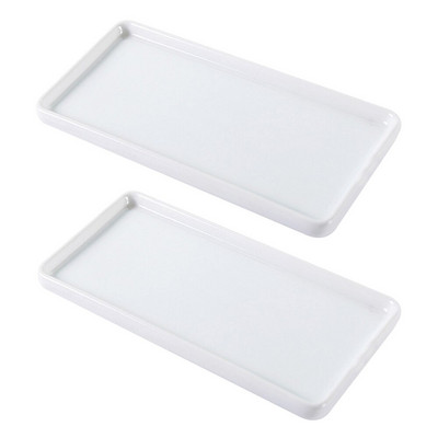 2 ks/1 ks obdĺžnikové porcelánové tácky do kúpeľne, úložné tácky do kúpeľne, keramická základňa, sanitárne úložné palety, servírovací tácka na jedlo pre hotel KTV
