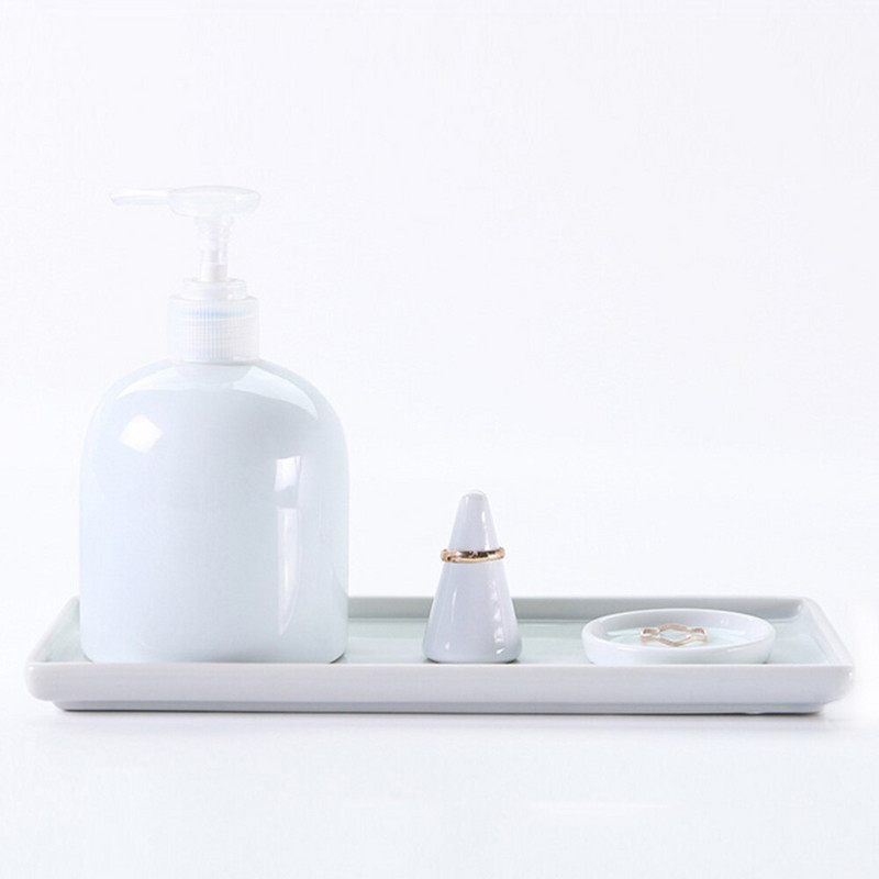 2 ks/1 ks obdĺžnikové porcelánové tácky do kúpeľne, úložné tácky do kúpeľne, keramická základňa, sanitárne úložné palety, servírovací tácka na jedlo pre hotel KTV