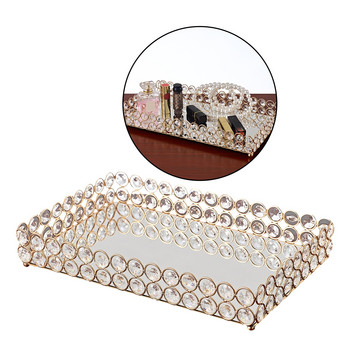 Χρυσό άρωμα Mirror Tray Dresser Περίτεχνος Δίσκος Σπίτι Γάμος Διακοσμητικός Καθρέφτης Δίσκος Κοσμήματα Αρώματα Μακιγιάζ Organizer