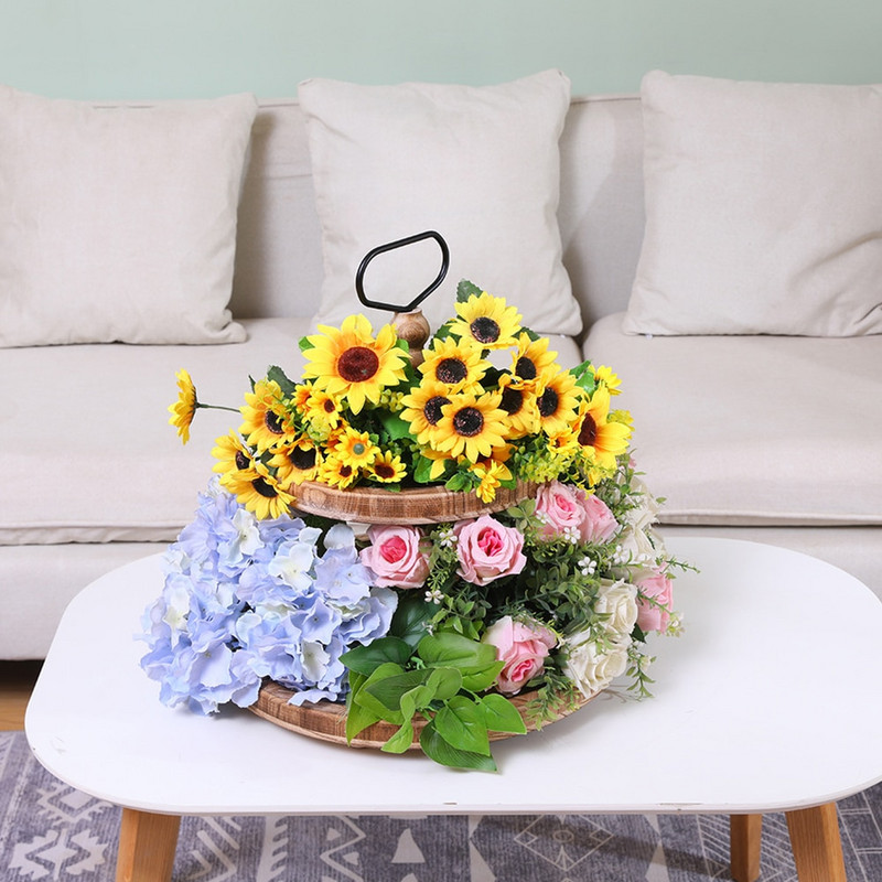 Kavos mediena Dviejų pakopų padėklas Valgomasis Namų Vakarėlis Dekoratyvinis Organizatorius Pusryčių Arbata Daugiafunkcis Virtuvės Stalviršis