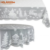 Holaroom Biely čipkovaný obrus Macramé Obrus Noel Okrúhly/Obdĺžnikový Svadobný Obrus Na Vianočnú Večeru Párty Bytová Dekorácia